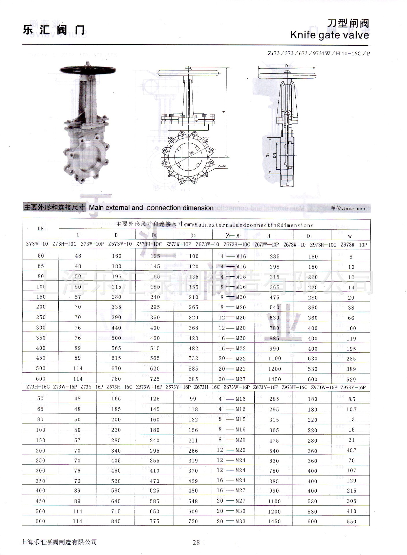 刀型闸阀 手动刀闸阀 z73系列 上海乐汇 厂家直销