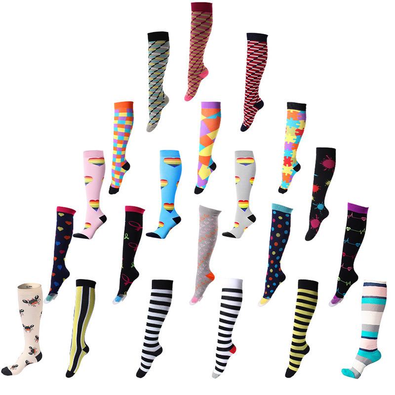 Spot Goods European and American Sports Elastic Compression Socks Nurse Leggings High Long Running Compression Stockings