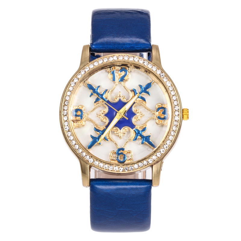 新款时尚男女士皮带表时尚复古十字架雕花情侣石英表 学生手表