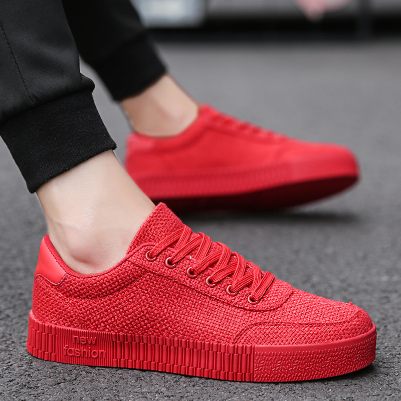 红色男鞋子夏季韩版潮流运动休闲鞋学生板鞋低帮小红鞋男潮鞋2019