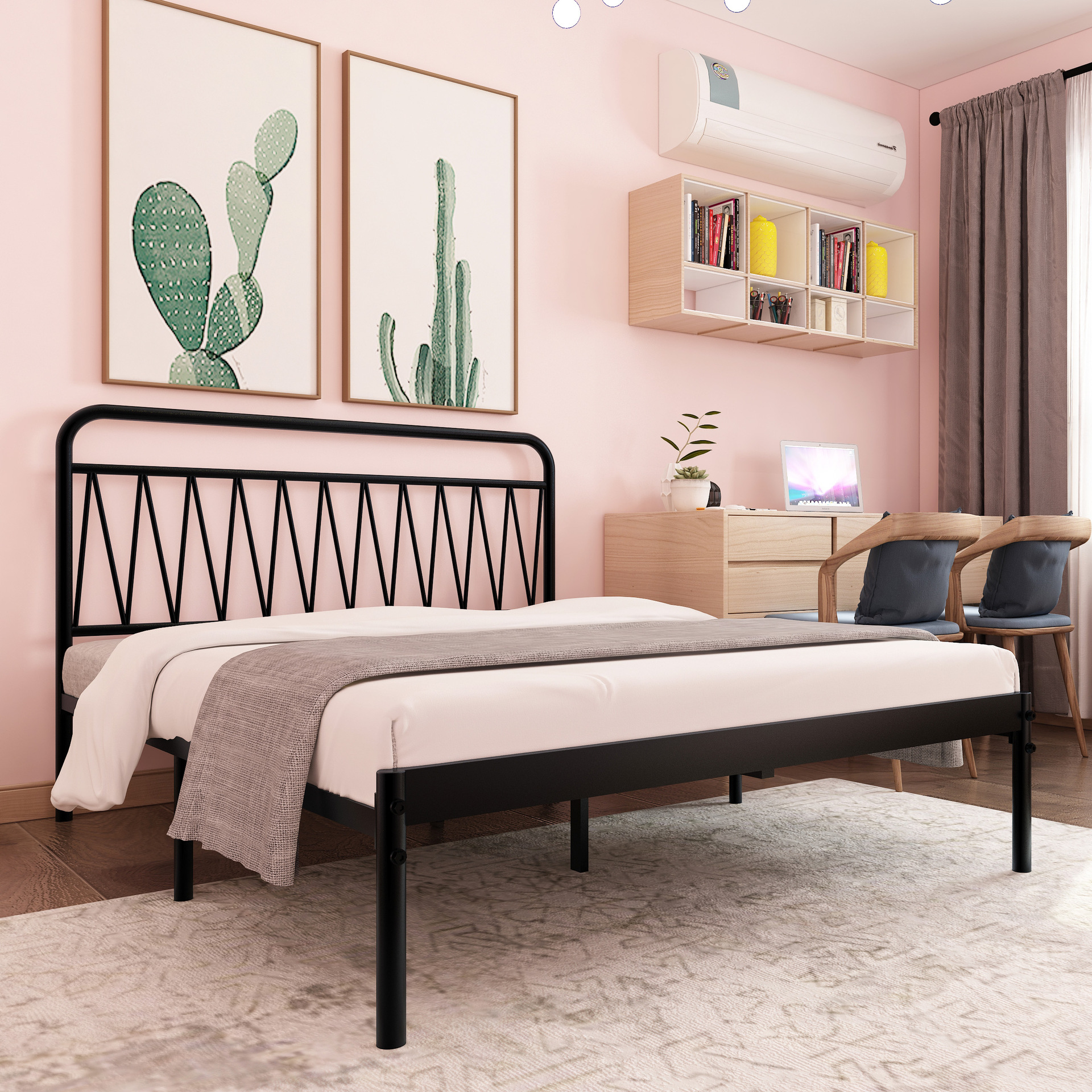 北欧铁艺床ins网红床1.5米金色公主床现代简约美式成人双人1.8米