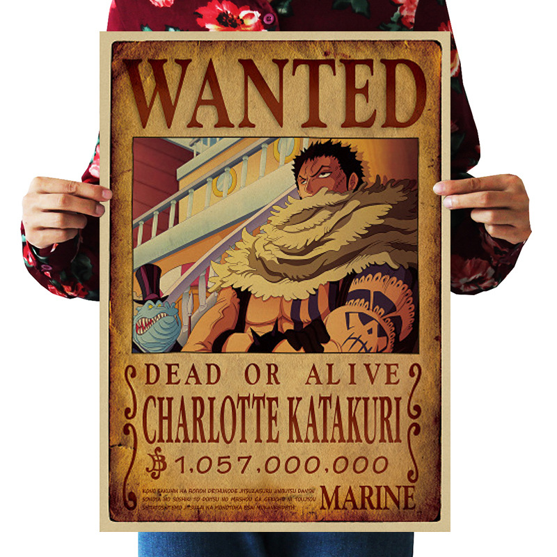 【a1114】海贼王悬赏令夏洛特怀旧复古牛皮纸海报