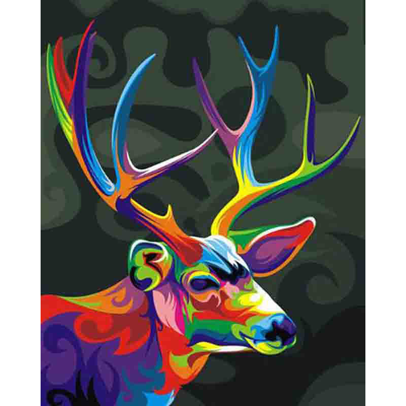 钻石画外贸七彩鹿贴砖十字绣满钻5d新款图片定制动物ebay跨境货源
