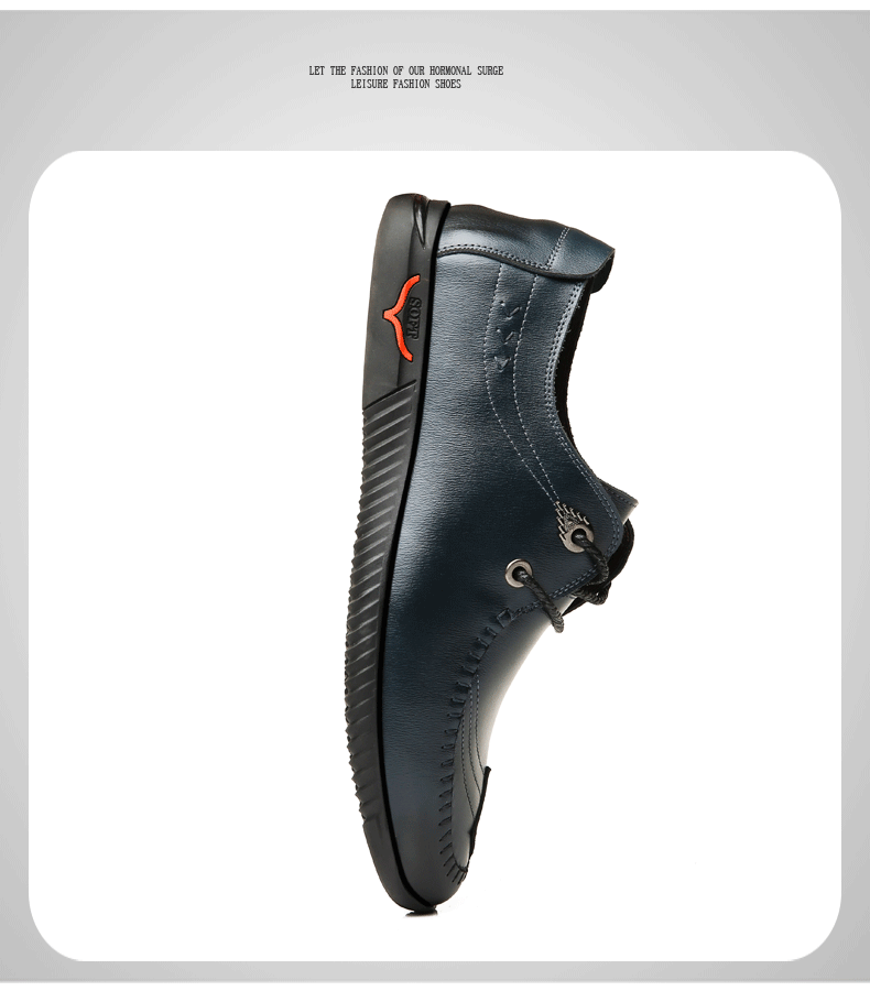 春季男士休闲皮鞋青年潮鞋男单鞋商务英伦系带低帮驾车鞋真皮男鞋