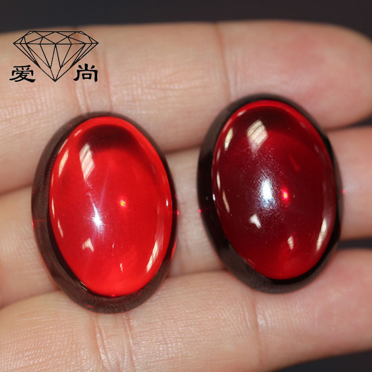 清仓大颗粒蛋形石榴红锆石21*29mm大戒指大吊坠配石diy饰品配石