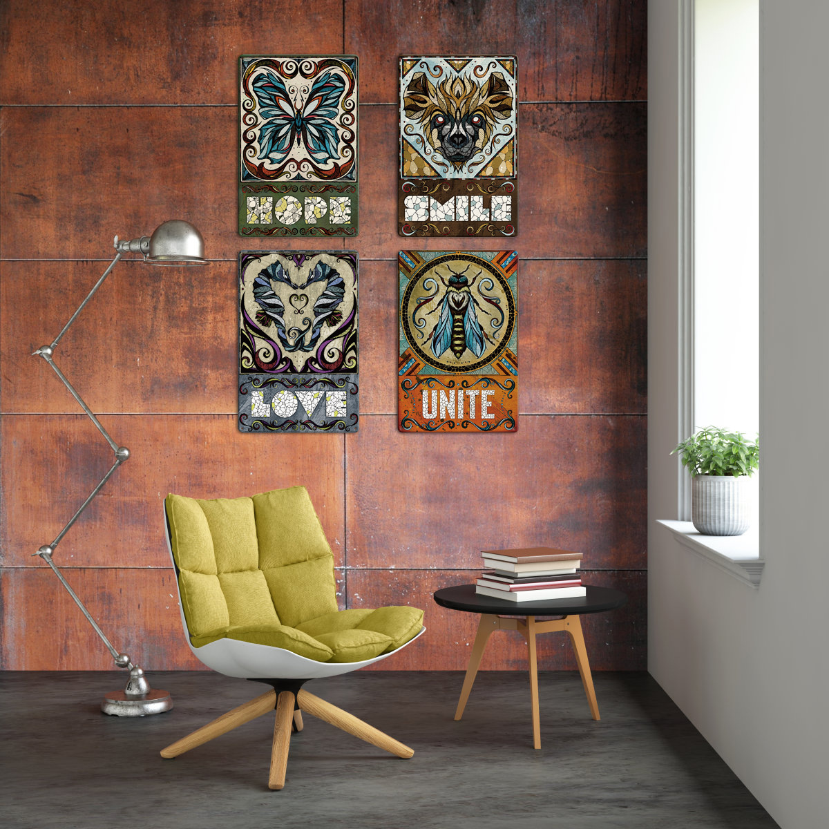 新款复古铁皮画 老鹰狼铁艺壁画 客厅背景墙装饰画工业风无框挂画