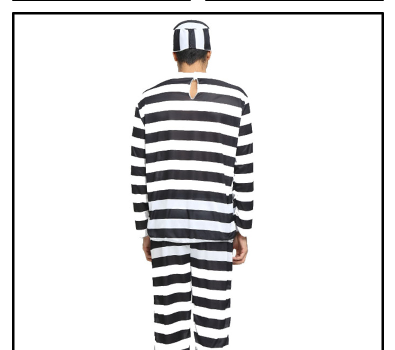 万圣节cos情侣服装 男囚服 女囚服关塔那摩囚犯 黑白条纹囚