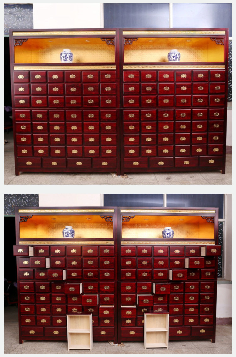 仿古实木药柜全木质中药橱药斗药店中医配药柜实木药斗药柜中药柜