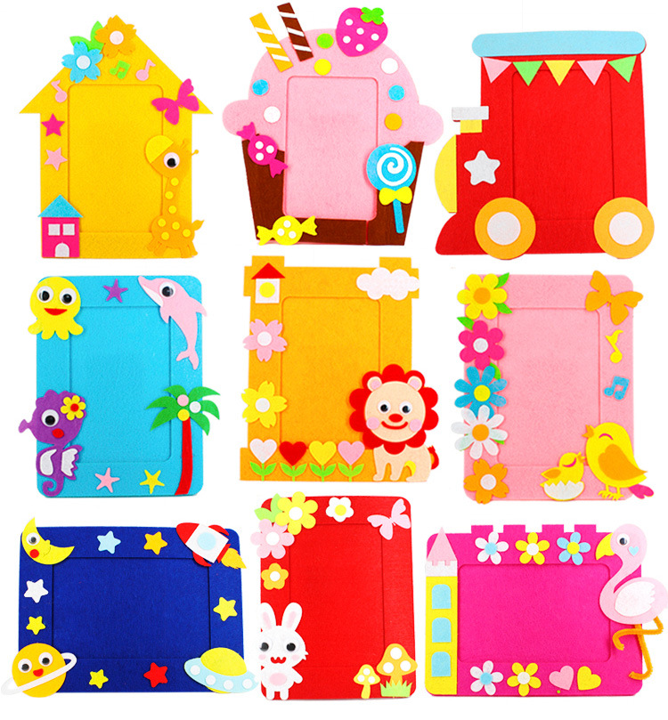 无纺布相框儿童diy手工制作材料包创意不织布玩具布艺立体粘贴画
