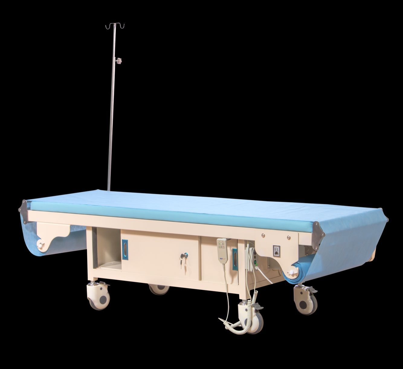 工厂热销豪华自动过纸床 电动诊疗床 b超检查床 医院用超声检查床