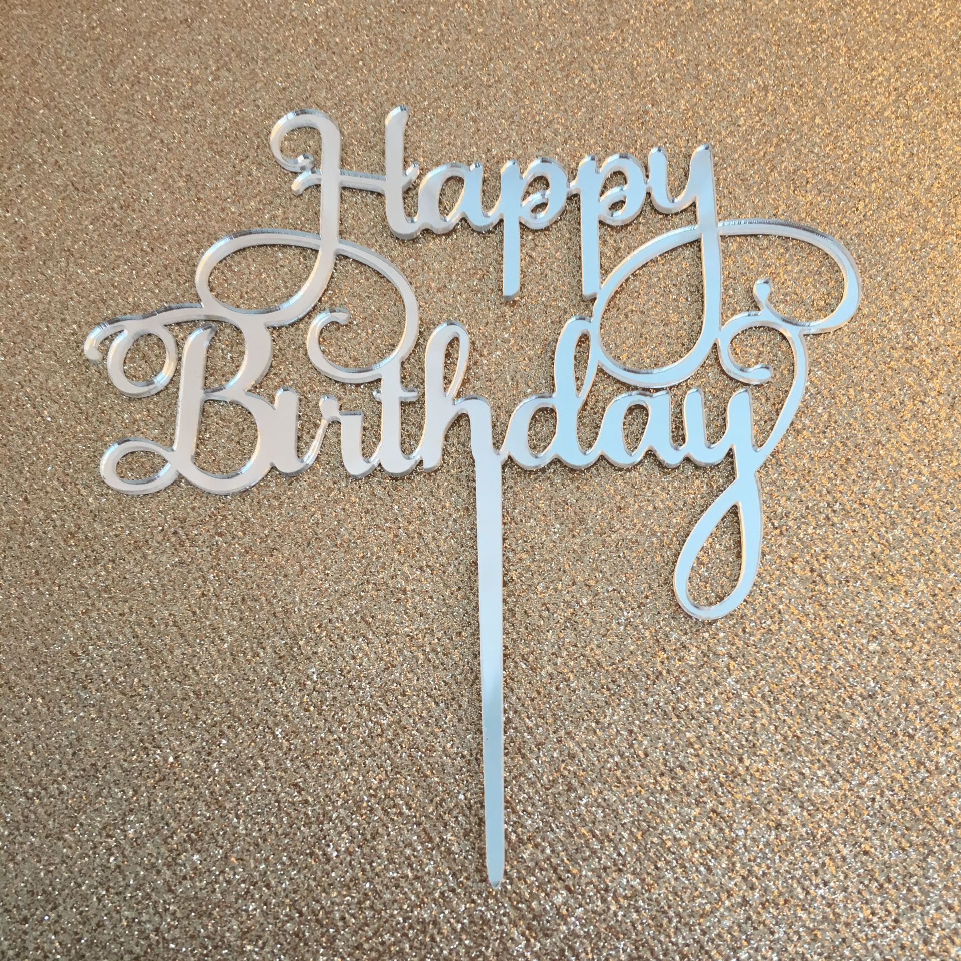 happy birthday生日快乐蛋糕亚克力蛋糕插牌 生日派对蛋糕装饰