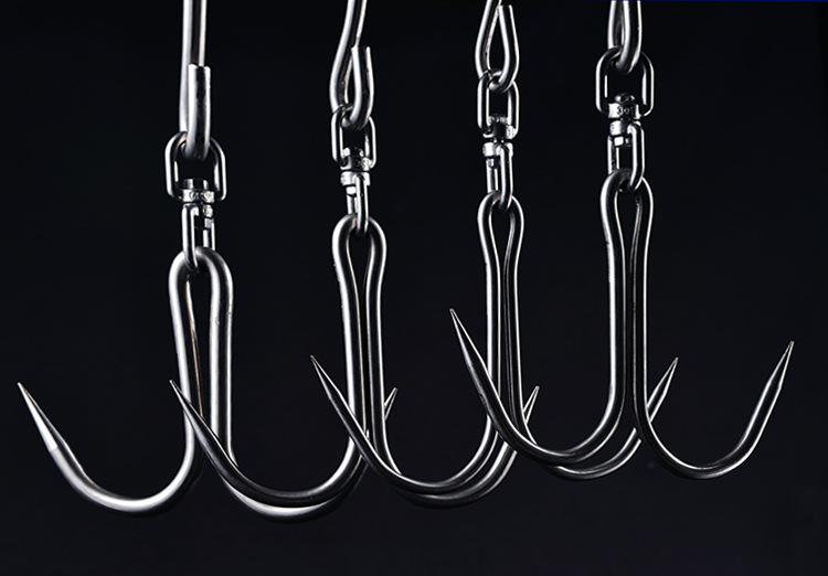 纯304不锈钢双勾肉钩 挂猪牛羊肉钩 屠宰用旋转双钩肉钩子