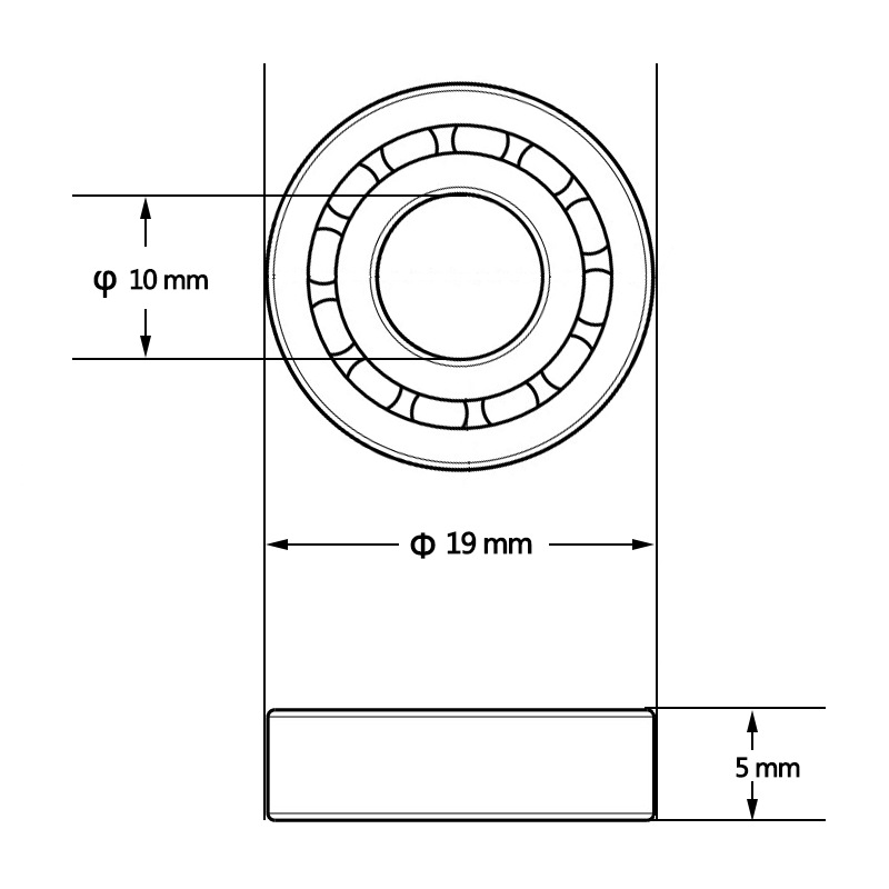 Small Swing Thin-Wall Ball Bearing 6800zz Inner Diameter 10 Outer Diameter 19mm Thickness 5mm Hand-Held Tripod Head Bearing