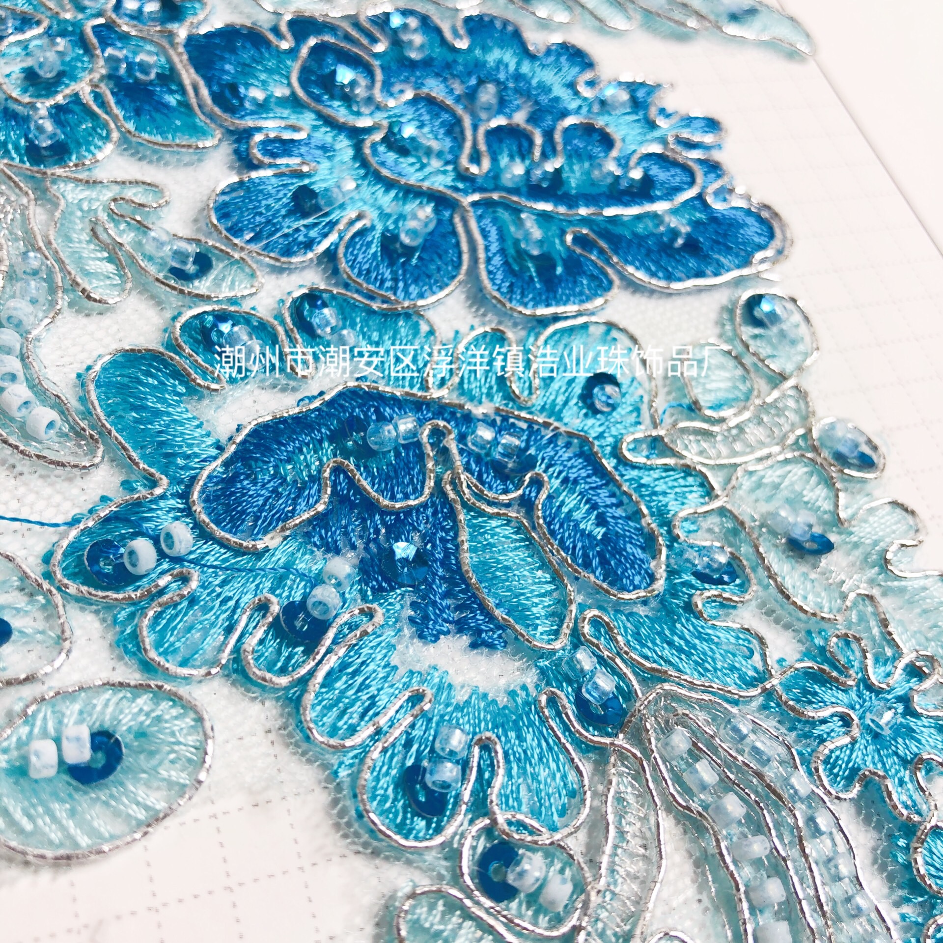 新款爆款电脑机绣钉珠花型系 新品上市时装婚纱礼服鞋面珠袋辅料