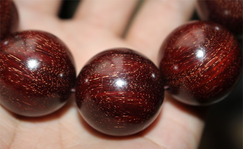 厂家批发赞比亚血檀手串金星老料高密25mm非洲小叶紫檀佛珠手链