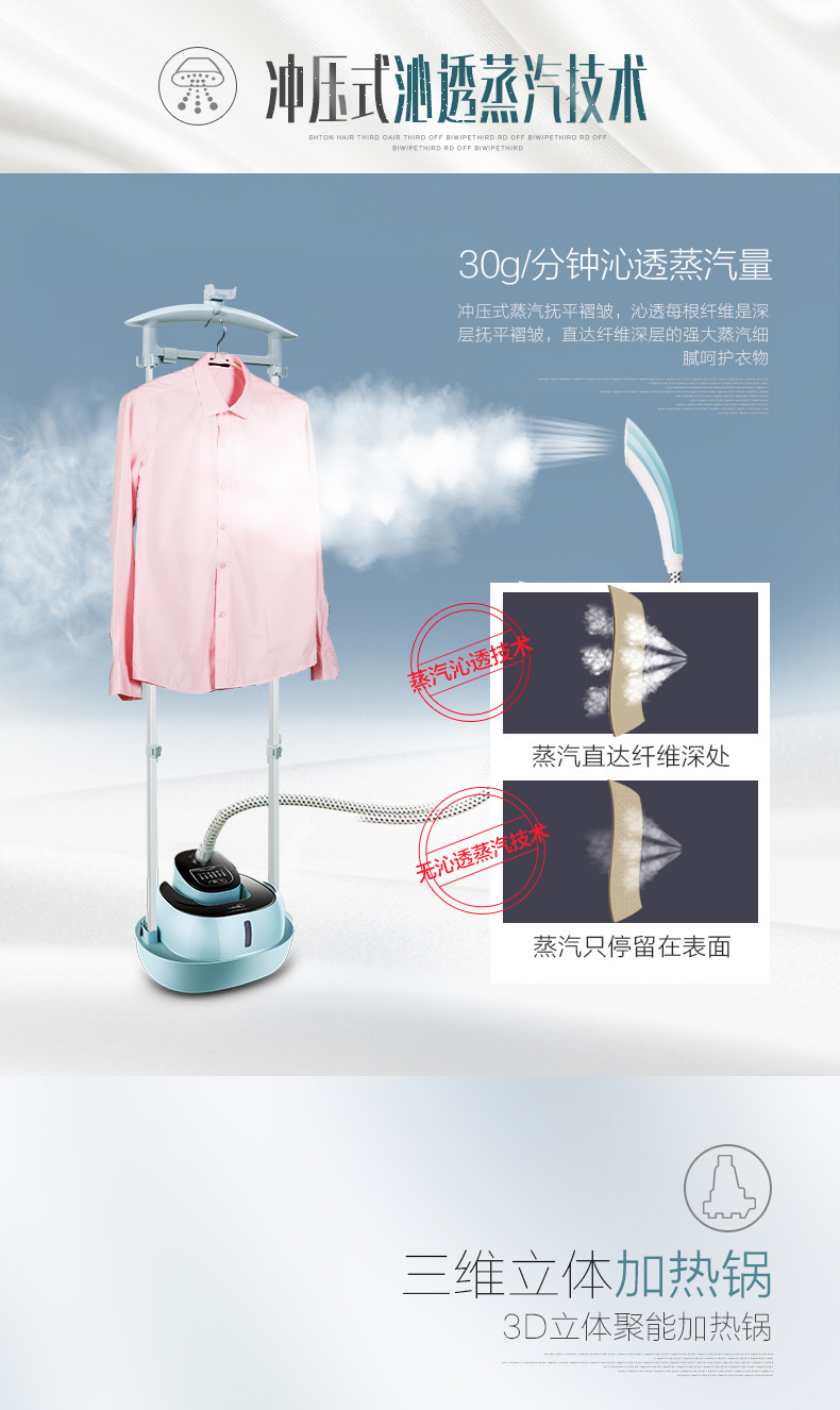 美的家用平烫挂烫双杆蒸汽挂烫机熨衣板电熨斗熨衣服ygd20d7