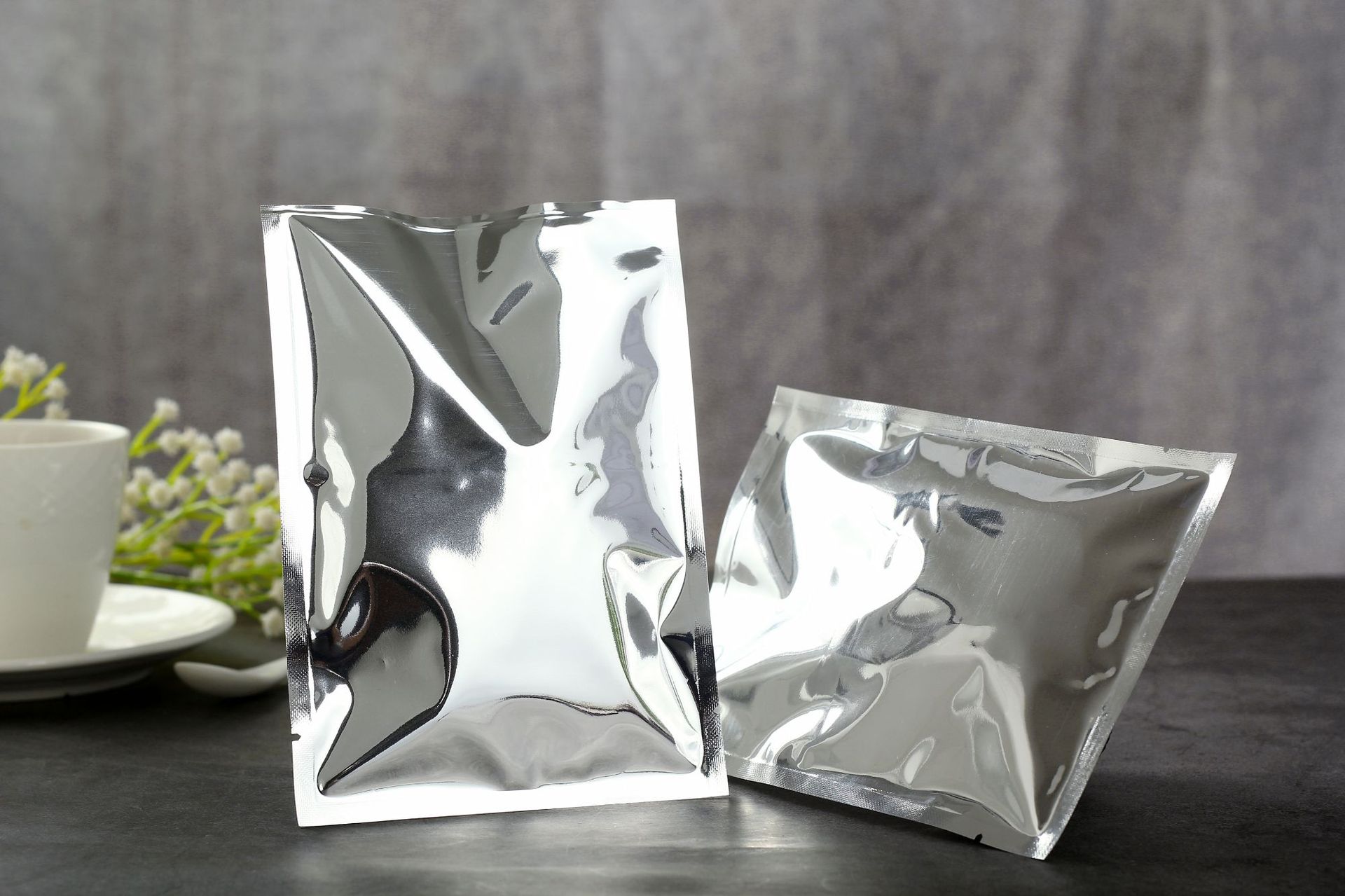 现货镀铝平口袋不透光三边封食品包装袋茶叶袋食品铝箔真空袋定做