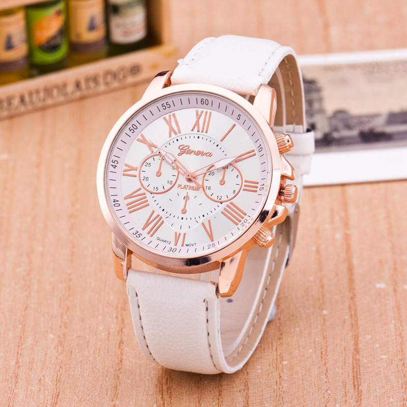 New Fashion Casual Simple Women's Watch Geneva Three-Eye Double-Layer Literal Roman Digital Belt Watch