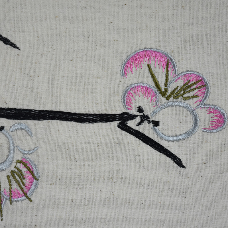 新中式刺绣梅花布艺棉麻抱枕套 汽车办公室床头腰靠 沙发靠垫