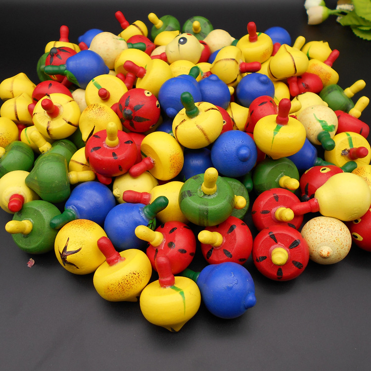 水果陀螺 传统儿童男女小孩益智玩具木制彩色小丑倒立陀螺3-6周岁