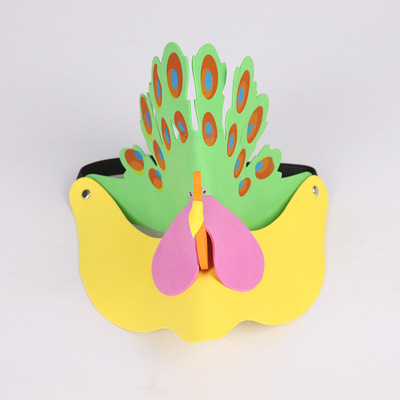 孔雀儿童表演卡通头饰 eva材质 十二生肖造型品种齐全 定制批发