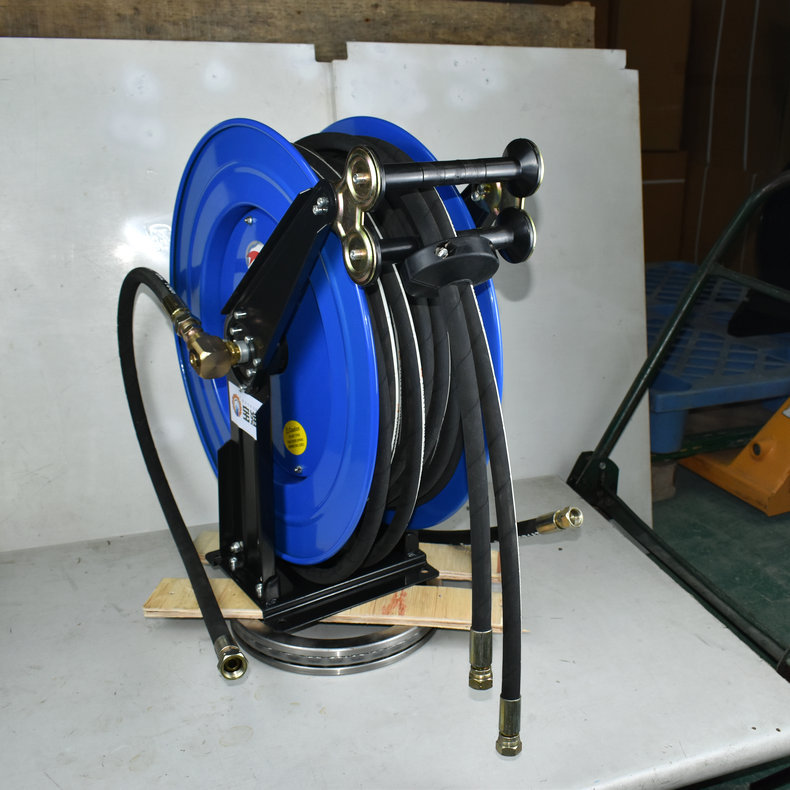 高压卷管器 弹簧自动伸缩液压管油鼓 并排双管软管卷盘 强力水鼓