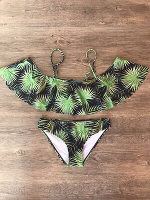 新款欧美爆款外贸外单你基尼泳衣性感挂绳碎花比基尼泳衣女士分体