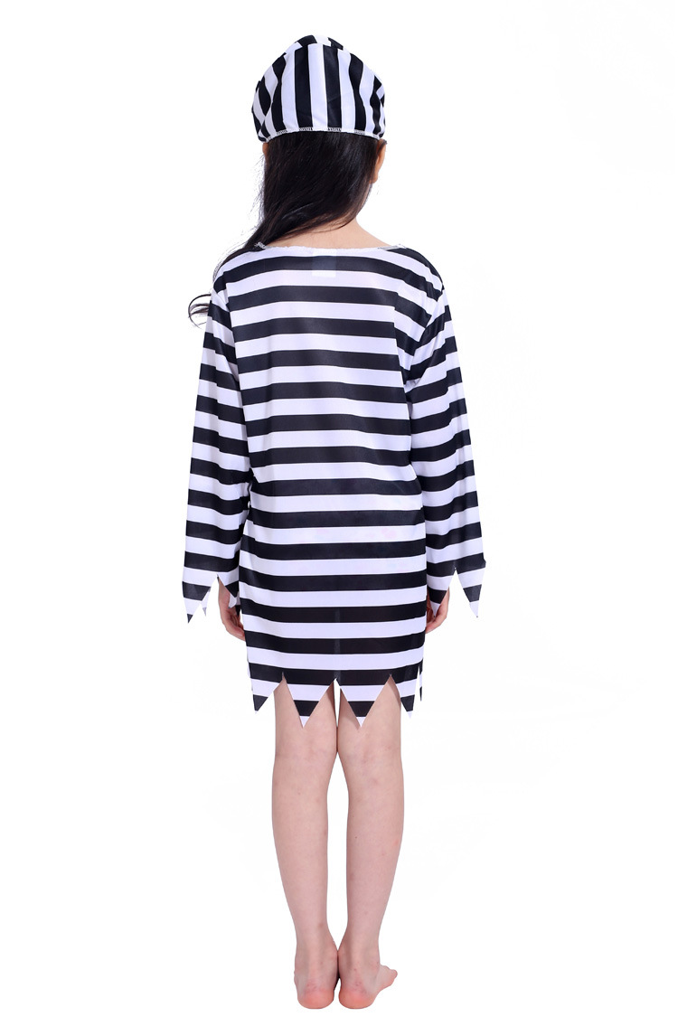 cosplay万圣节鬼节囚犯衣服性感暴力男囚成人男囚服儿童囚犯套装