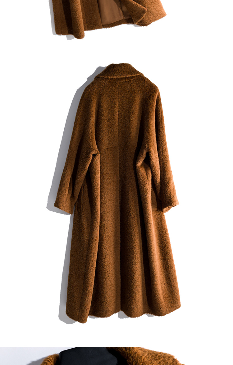 2018年秋冬季新款咖啡色苏丽羊驼绒韩版大衣毛绒羊绒毛呢外套女