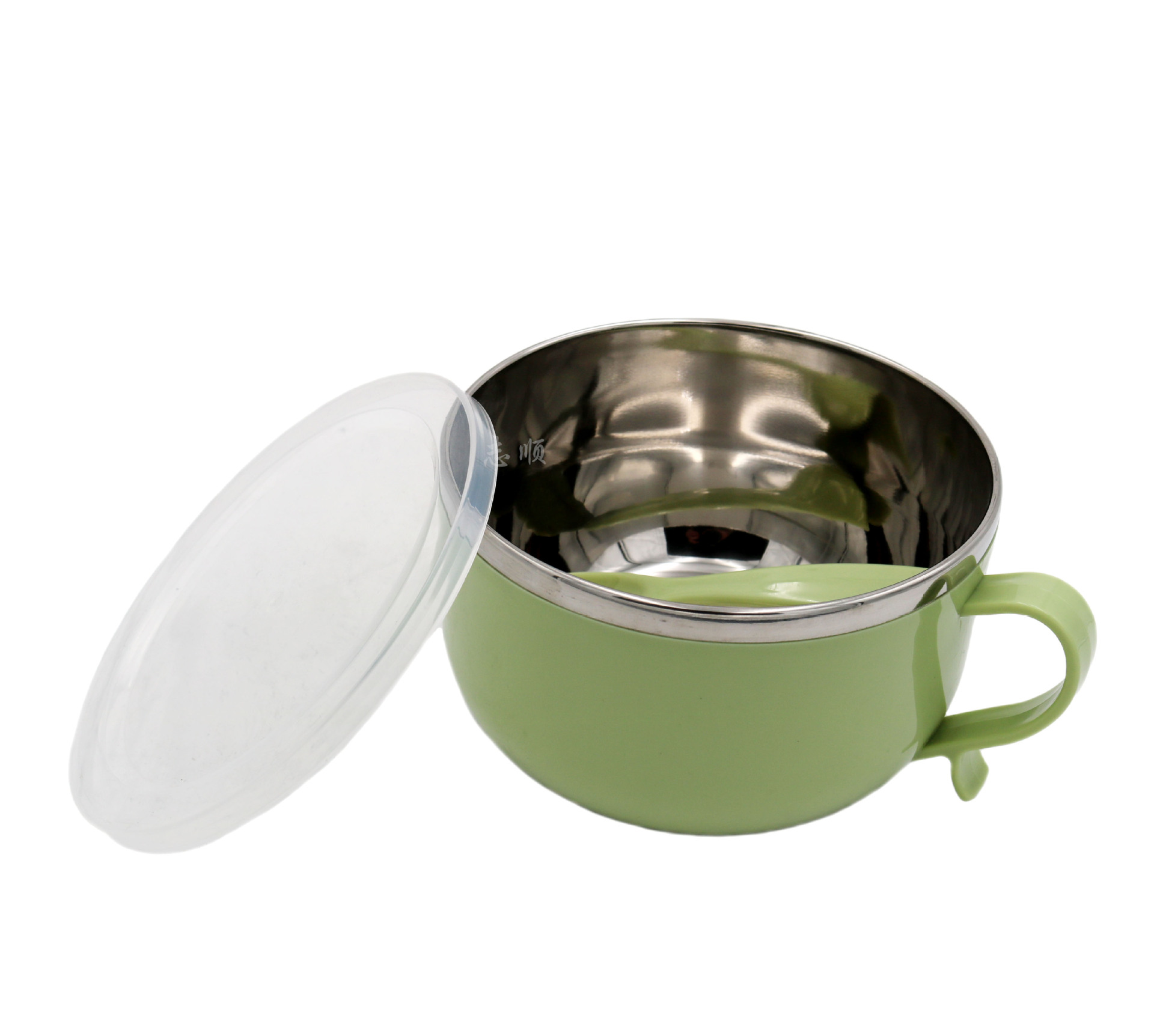 不锈钢泡面碗 304/201不锈钢防烫带盖双耳泡面碗 带匙儿童泡面杯