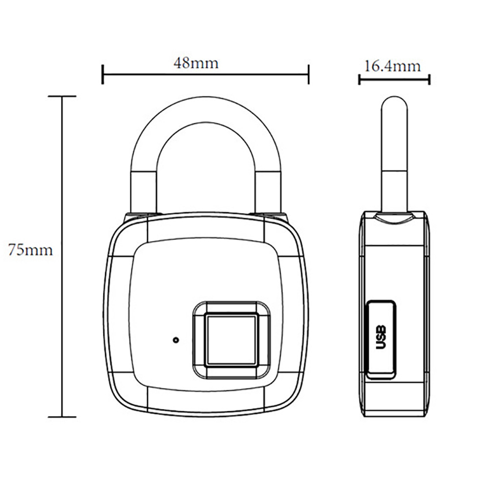 P3 Fingerprint Padlock Electronic Smart Padlock Non-Combination Lock Household Locker Anti-Theft Fingerprint Lock Factory Direct Sales