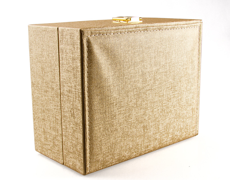 厂家直销高档金色pu皮纹理手表盒子珠宝首饰包装盒定制表盒批发