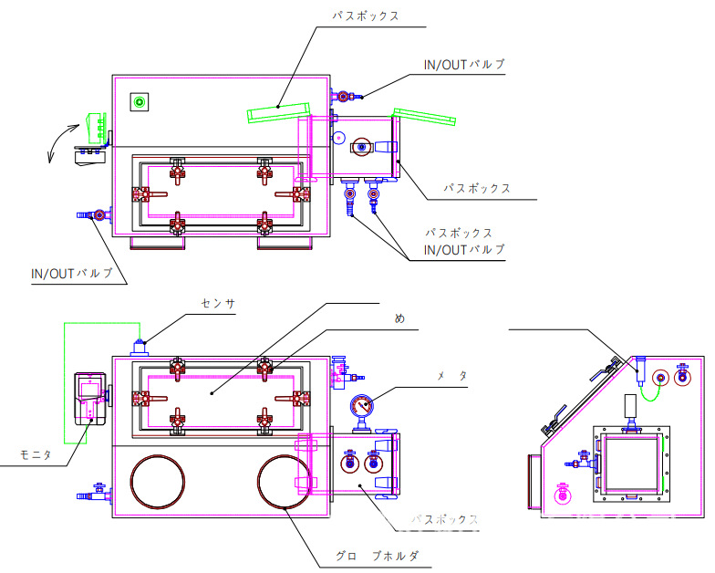 pmma亚克力气密型置换手套箱,带低浓度氧气监测仪