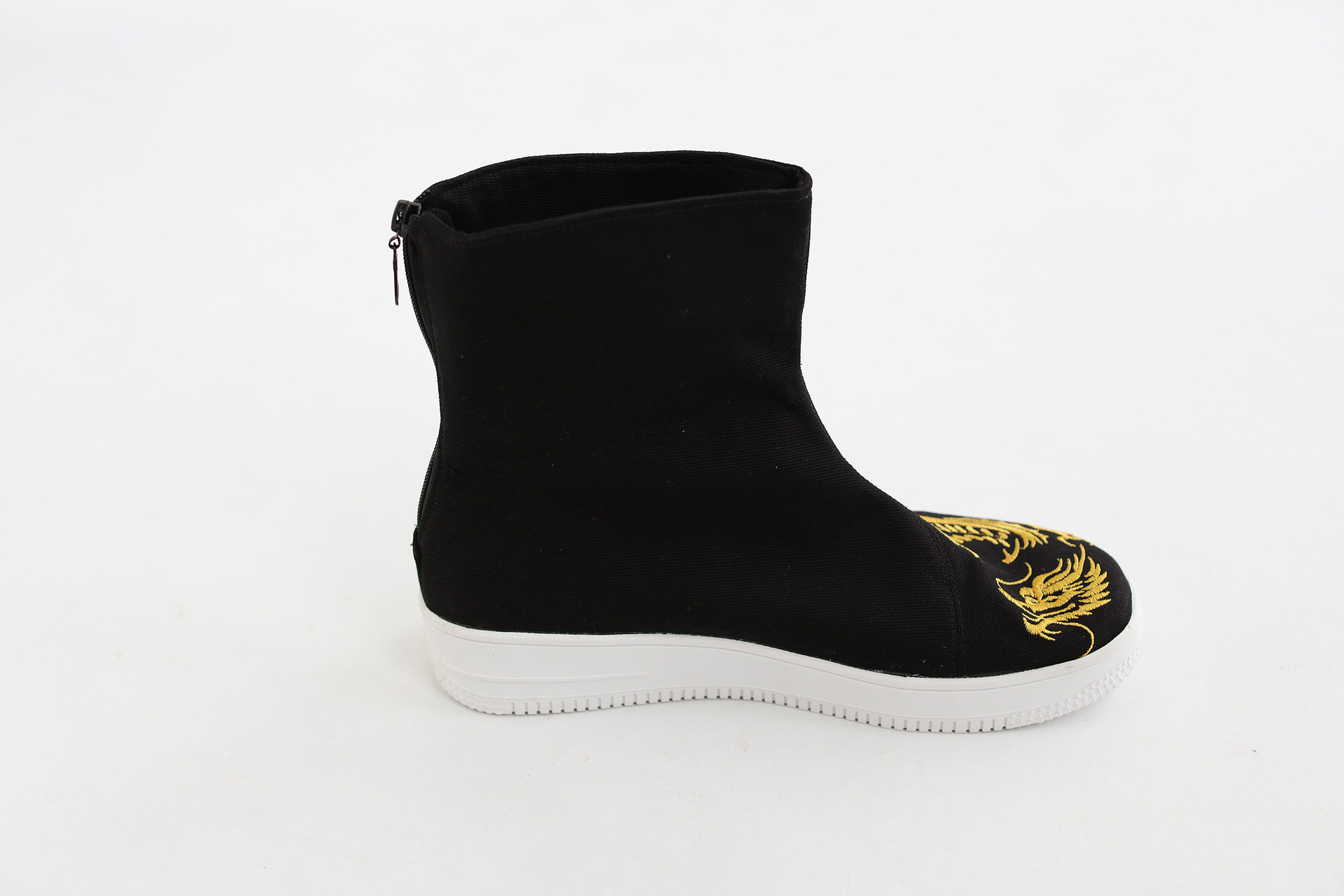 2019秋冬新款 龙靴 中国风男靴厚底帆布鞋短筒刺绣金龙创意款