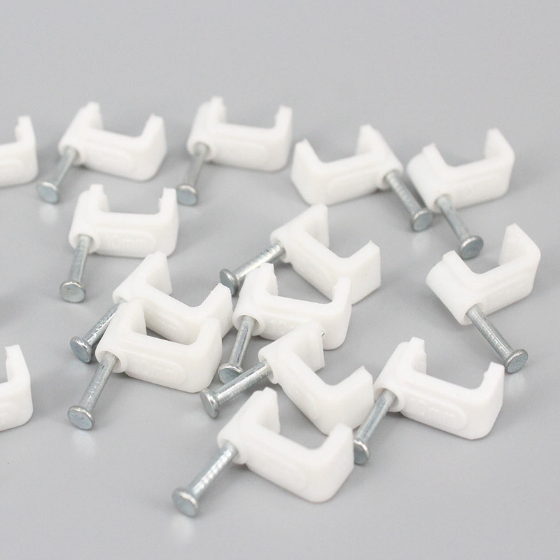 4mm 100个/包 pe塑料线卡方形圆形线钉钢钉线卡子卡线扣