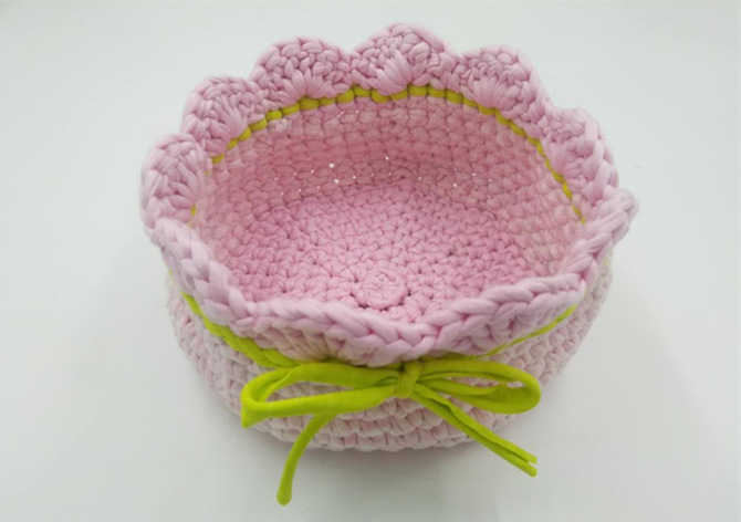 布条线手工编织包包收纳篮纯手工工艺品