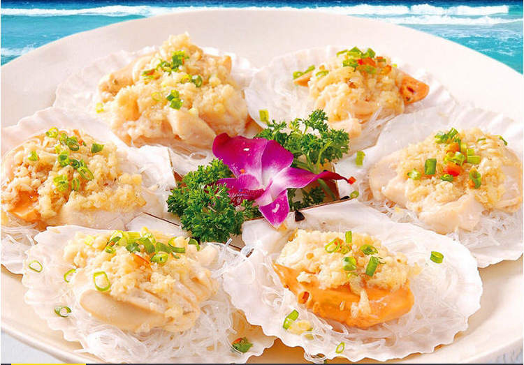 亚洲渔港蒜蓉粉丝扇贝蒜蓉粉丝贝宝宝贝虾夷扇贝海鲜半成品 6只