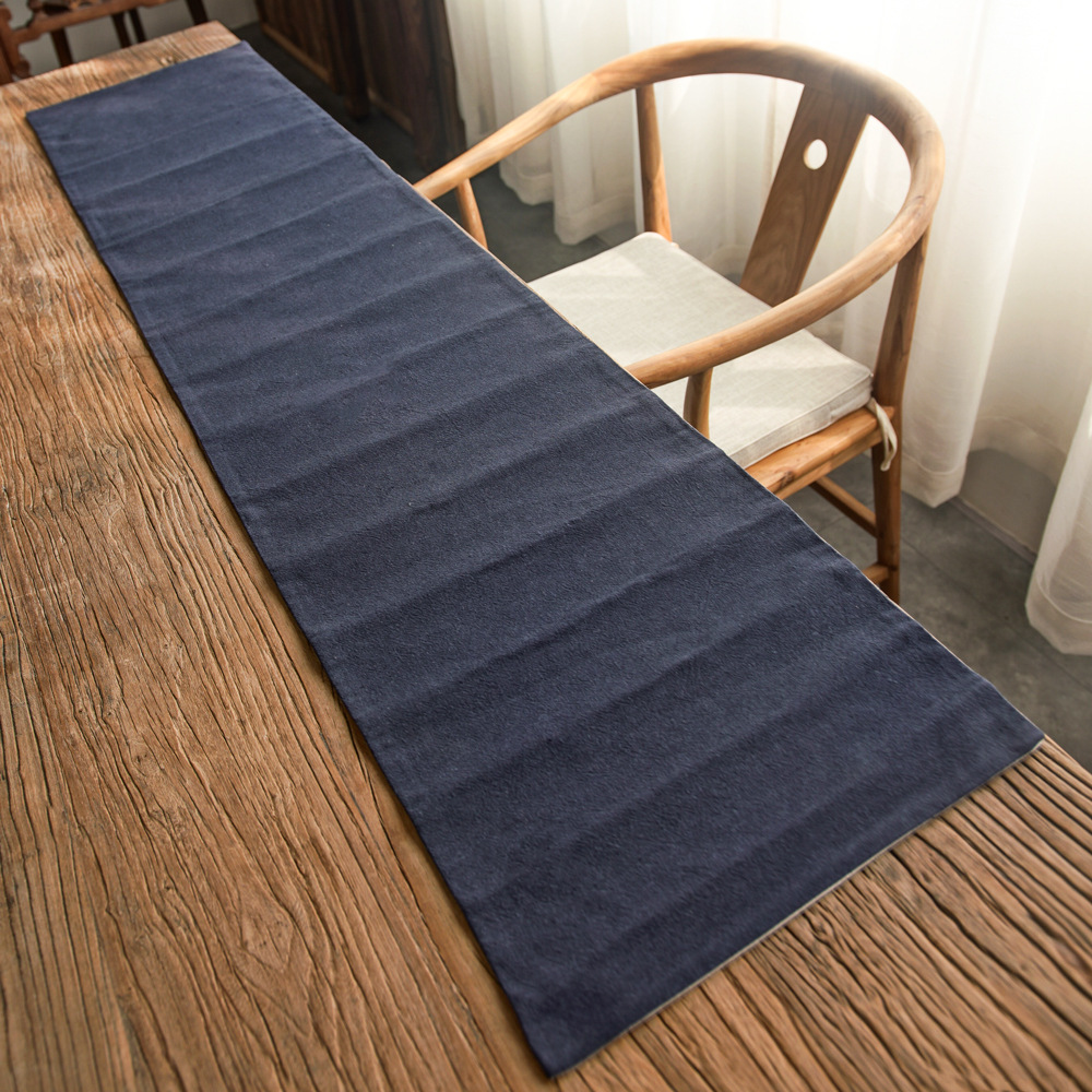 日式茶席桌旗 禅意棉麻布桌布 茶道空间功夫茶席茶垫茶布茶旗四色