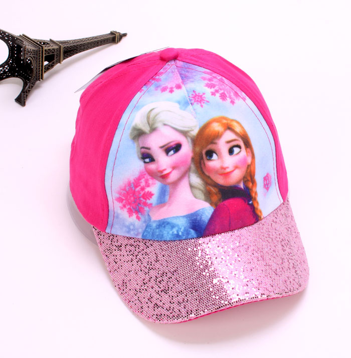 外贸款儿童帽子卡通冰雪公主童帽百搭女童鸭舌帽嘻哈棒球帽批发