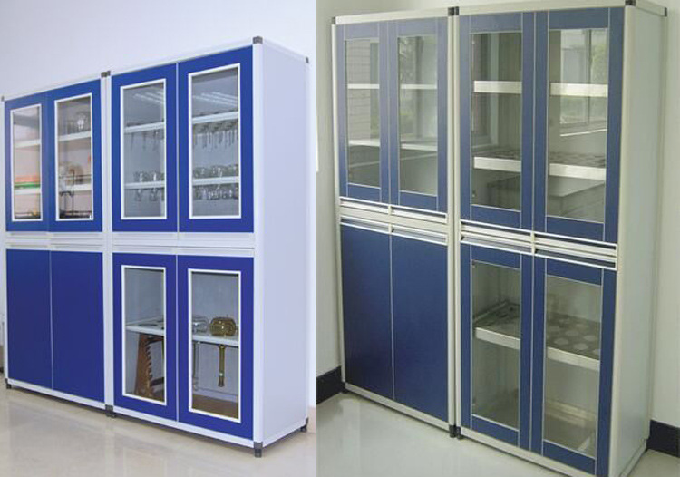 厂家直销实验室铝木样品柜宝蓝色,文件柜,药品柜,全钢器皿柜
