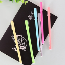 6支装糖果色清新中性笔0.35mm黑色创意水笔韩国文具办公文化用品