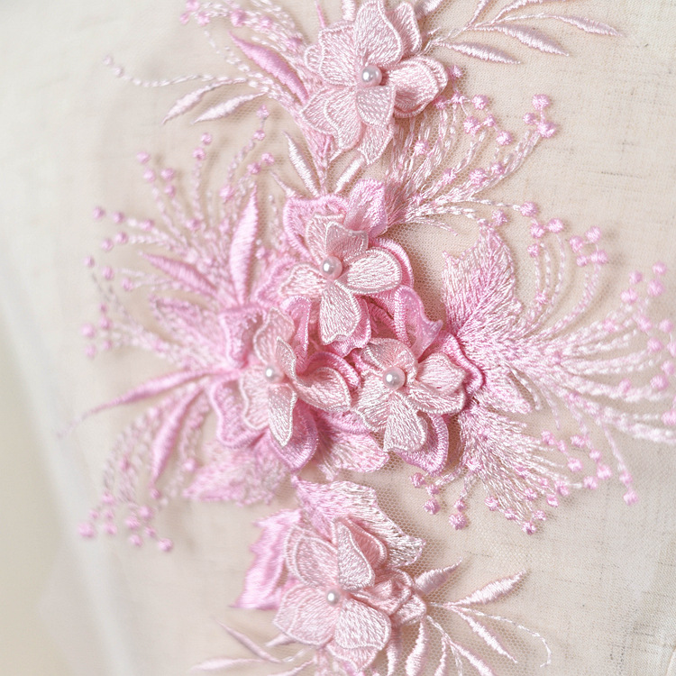 钉珠立体刺绣蕾丝花边花片贴花婚纱手工材料服装演出服装饰厂家