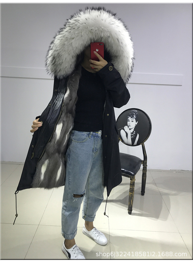 2018新款星星款皮草外套派克大衣女树貂灰鼠派克服女中长款过膝款