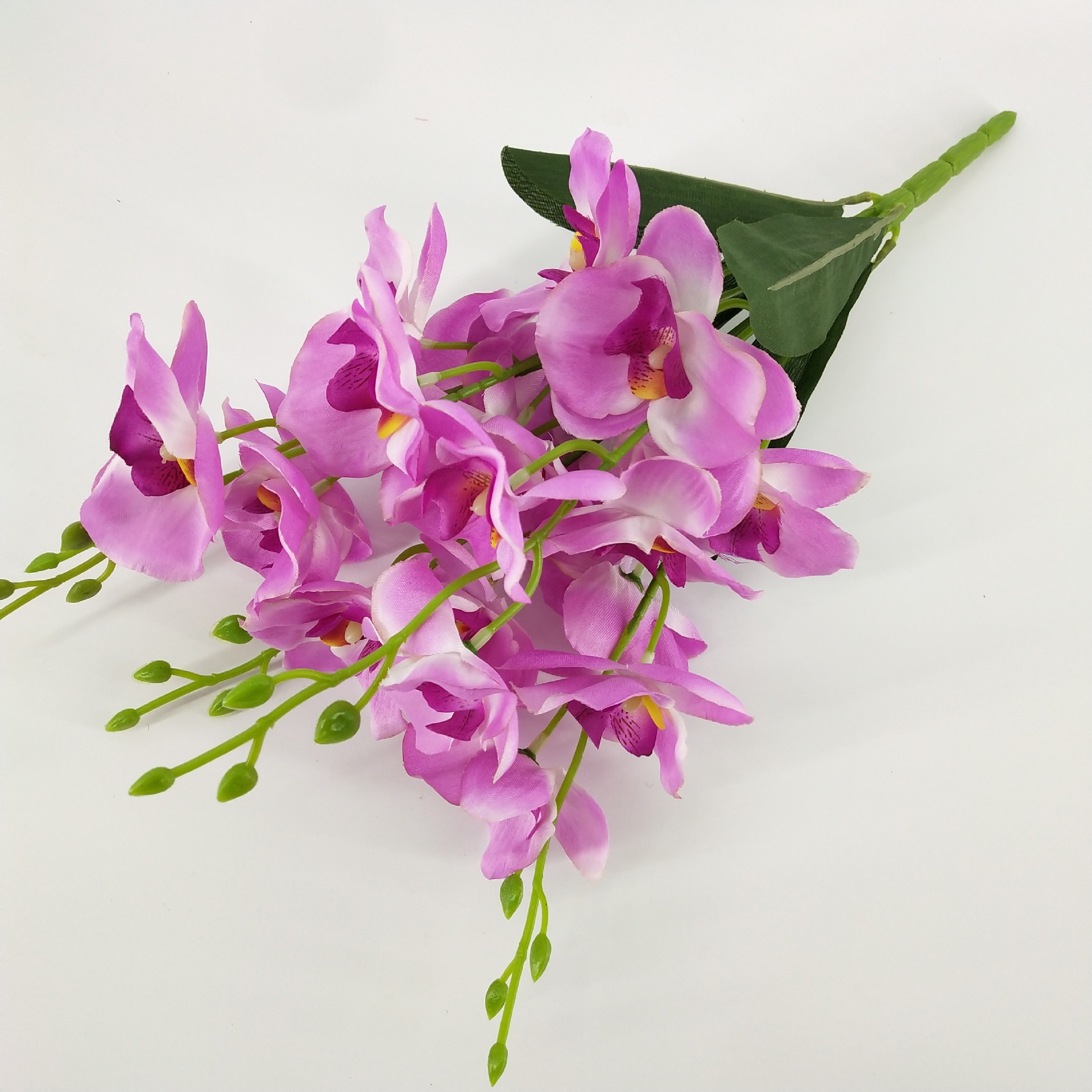 厂家供应 仿真花5叉蝴蝶兰 跳舞兰把花 婚庆工程装饰绿植批发