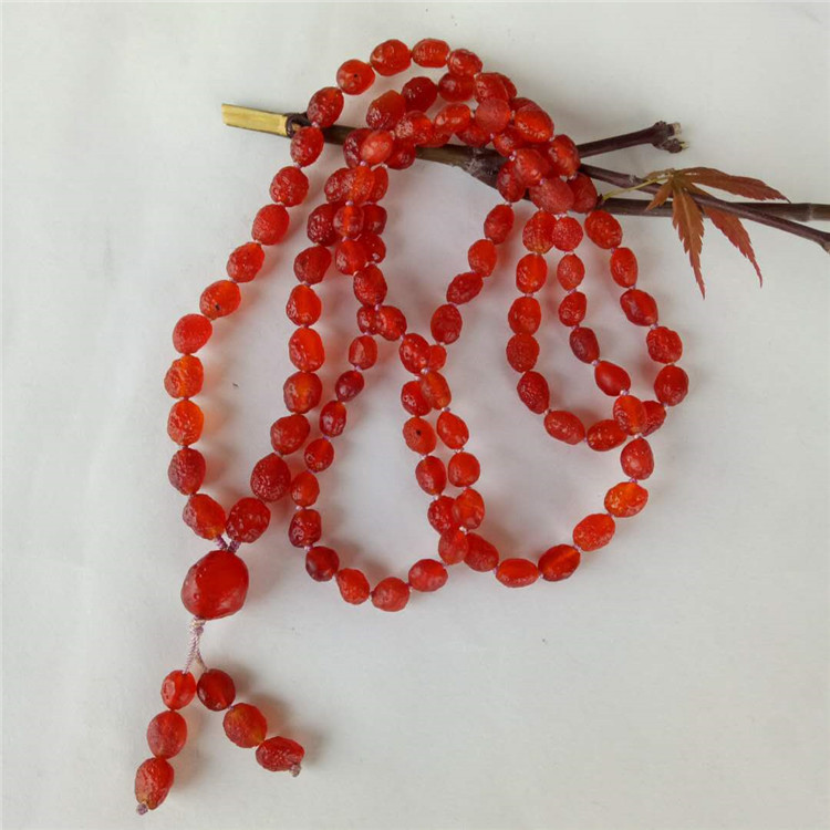 奇石珠宝 内蒙阿拉善戈壁料酒红 筋脉石108颗葡萄干玛瑙项链