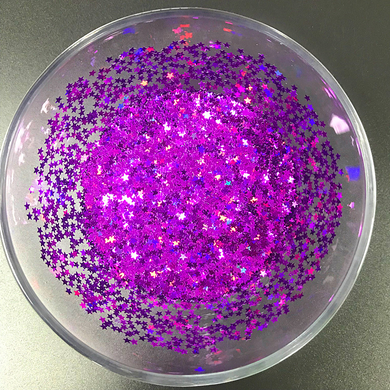 不规则美甲五角星异型亮片厂家 镭射pvc亮片金葱粉七彩星星亮片