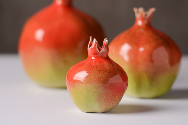 陶瓷石榴摆件 仿生设计家居装饰品 创意陶艺水果雕塑茶席配件茶宠