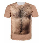 2018夏季时尚男款假胸毛3d印花休闲t恤休闲装短袖