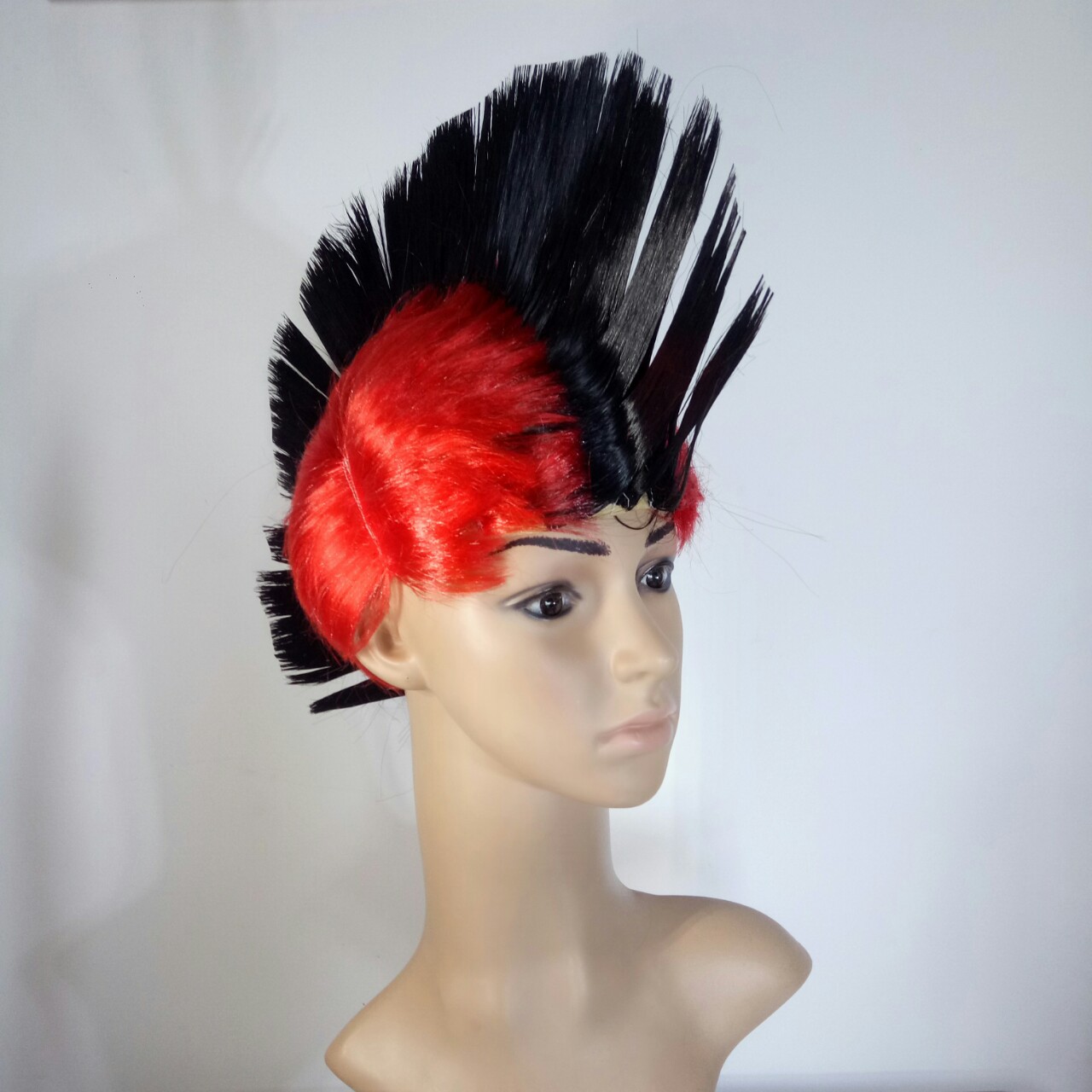 化装舞会鸡冠头假发红黑色cos假发年会道具