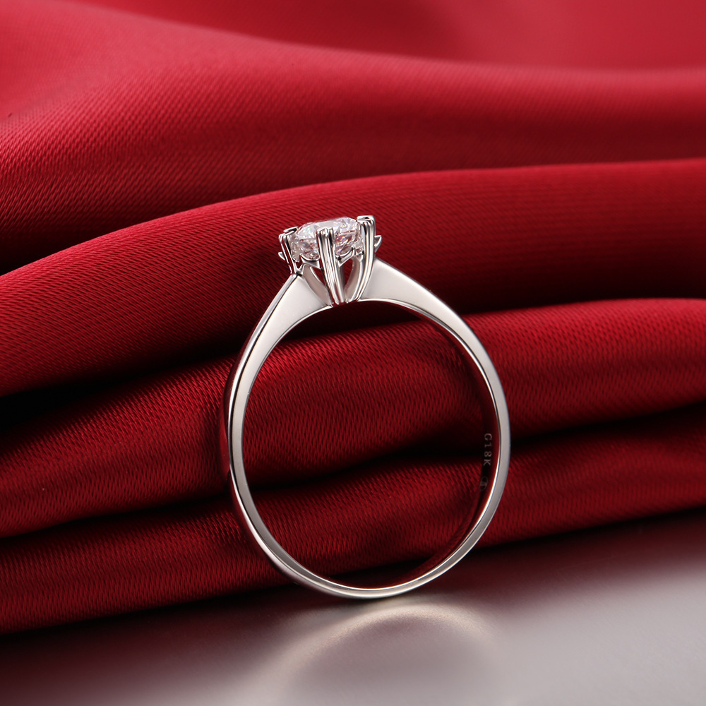 jz021钻戒仿真 镀白金一克拉满钻戒指 结婚情侣戒指 女婚戒